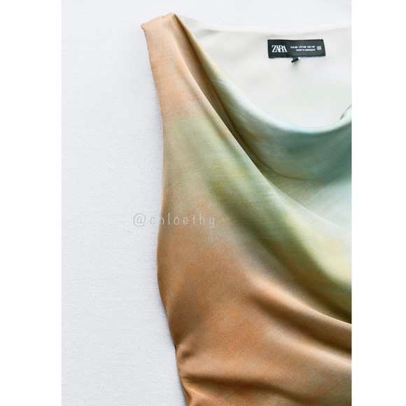 Zara TIE DYE PRINT MIDI DRESS - Picture 8 of 10